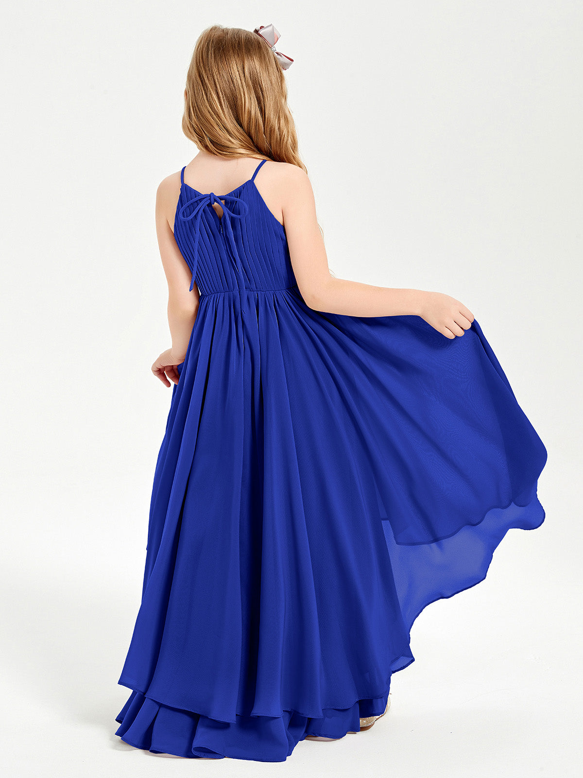 Asymmetrical Chiffon Junior Bridesmaid Dresses Royal Blue
